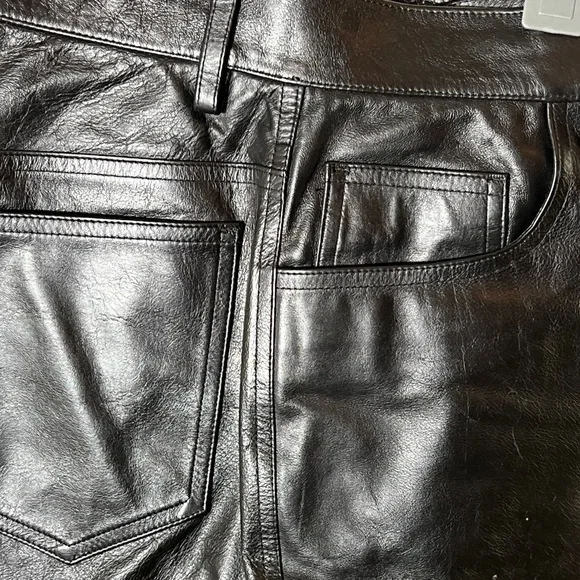 Vintage 90’s Sandy Dalal New York Italian made Leather Pants Jeans men’s 30x31”